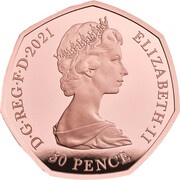 50 Pence - Elizabeth II 2nd portrait; Decimalisation Anniversary, Gold Proof obverse image