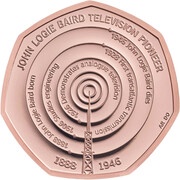 50 Pence - Elizabeth II John Logie Baird; Gold Proof, United Kingdom, 2021 reverse image