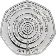 50 Pence - Elizabeth II John Logie Baird; Silver Piedfort, United Kingdom, 2021 reverse image