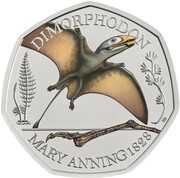 50 Pence - Elizabeth II 5th portrait; Dimorphodon, United Kingdom, 2021 reverse image