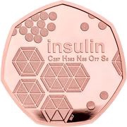 50 Pence - Elizabeth II Insulin; Gold Proof, United Kingdom, 2021 reverse image