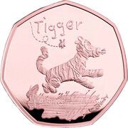 50 Pence - Elizabeth II Tigger; Gold Piedfort, United Kingdom, 2021 reverse image