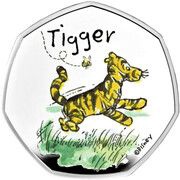 50 Pence - Elizabeth II Tigger; Silver Proof, United Kingdom, 2021 reverse image