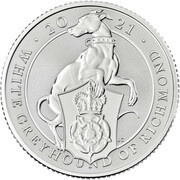 50 Pence - Elizabeth II White Greyhound of Richmond; Silver Proof, United Kingdom, 2021 reverse image