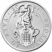 50 Pence - Elizabeth II Yale of Beaufort; Silver Proof, United Kingdom, 2021 reverse image