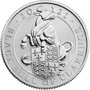 50 Pence - Elizabeth II Black Bull of Clarence; Silver Proof, United Kingdom, 2021 reverse image