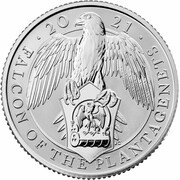 50 Pence - Elizabeth II Falcon of the Plantagenets; Silver Proof, United Kingdom, 2021 reverse image