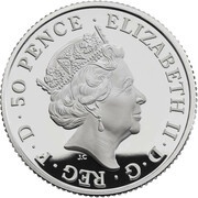 50 Pence - Elizabeth II Red Dragon of Wales; Silver Proof obverse image
