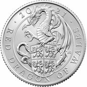 50 Pence - Elizabeth II Red Dragon of Wales; Silver Proof, United Kingdom, 2021 reverse image