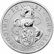 50 Pence - Elizabeth II Unicorn of Scotland; Silver Proof, United Kingdom, 2021 reverse image