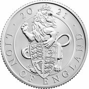 50 Pence - Elizabeth II Lion of England; Silver Proof, United Kingdom, 2021 reverse image