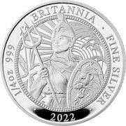 50 Pence - Elizabeth II 5th portrait; 1/4 oz Fine Silver, United Kingdom, 2022 reverse image