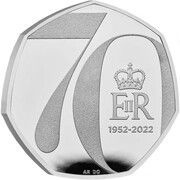 50 Pence - Elizabeth II Platinum Jubilee; Platinum Proof, United Kingdom, 2022 reverse image