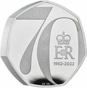 50 Pence - Elizabeth II Platinum Jubilee; Silver Piedfort, United Kingdom, 2022 reverse image