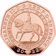 50 Pence - Elizabeth II Platinum Jubilee; Gold Piedfort obverse image