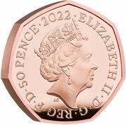 50 Pence - Elizabeth II Platinum Jubilee; Gold Proof obverse image