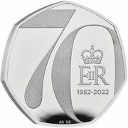 50 Pence - Elizabeth II Platinum Jubilee; Silver Proof, United Kingdom, 2022 reverse image