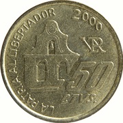 50 Centavos 150th anniversary of the death of General San Martin; reeded edge reverse image