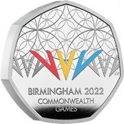 50 Pence - Elizabeth II Commonwealth Games; Silver Piedfort, United Kingdom, 2022 reverse image