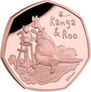 50 Pence - Elizabeth II Kanga and Roo; Gold Proof, United Kingdom, 2022 reverse image