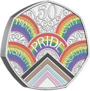 50 Pence - Elizabeth II 50 years of Pride UK; Silver Piedfort, United Kingdom, 2022 reverse image
