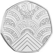 50 Pence - Elizabeth II 5th portrait; 50 years of Pride UK, United Kingdom, 2022 reverse image