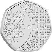 50 Pence - Elizabeth II 5th portrait; Alan Turing, United Kingdom, 2022 reverse image