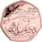 50 Pence - Elizabeth II Winnie The Pooh and Friends; Gold Proof, United Kingdom, 2022 reverse image