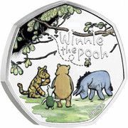 50 Pence - Elizabeth II Winnie The Pooh and Friends; Silver Proof, United Kingdom, 2022 reverse image