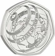 50 Pence - Elizabeth II 5th portrait; BBC Centenary, United Kingdom, 2022 reverse image