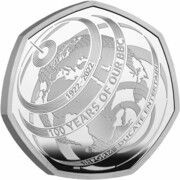 50 Pence - Elizabeth II BBC Centenary; Silver Proof, United Kingdom, 2022 reverse image