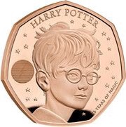 50 Pence - Elizabeth II Harry Potter; Gold Proof, United Kingdom, 2022 reverse image