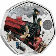 50 Pence - Elizabeth II 5th portrait; Hogwarts Express, United Kingdom, 2022 reverse image