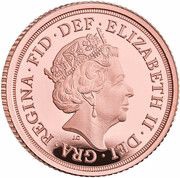 ½ Sovereign - Elizabeth II 5th portrait; Platinum Jubilee obverse image