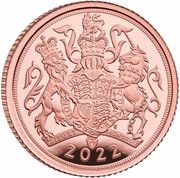 ½ Sovereign - Elizabeth II 5th portrait; Platinum Jubilee, United Kingdom, 2022 reverse image