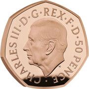 50 Pence - Charles III Life and legacy of the Queen; Gold Piedfort obverse image