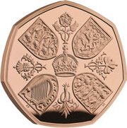 50 Pence - Charles III Life and legacy of the Queen; Gold Piedfort, United Kingdom, 2022 reverse image