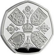 50 Pence - Charles III Life and legacy of the Queen; Platinum Proof, United Kingdom, 2022 reverse image