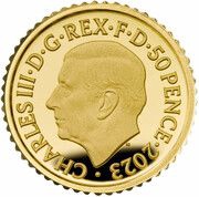 50 Pence - Charles III King Charles' 75th Birthday; Gold Proof obverse image