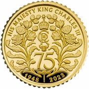 50 Pence - Charles III King Charles' 75th Birthday; Gold Proof, United Kingdom, 2023 reverse image