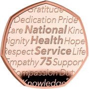 50 Pence - Charles III NHS 75th Anniversary; Gold Proof, United Kingdom, 2023 reverse image