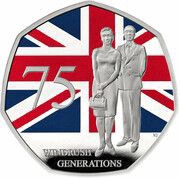 50 Pence - Charles III Windrush Generation; Silver Proof, United Kingdom, 2023 reverse image