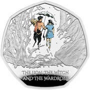 50 Pence - Charles III The Lion, the Witch and the Wardrobe; Silver Proof, United Kingdom, 2023 reverse image