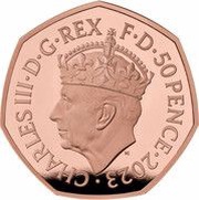 50 Pence - Charles III Coronation; Gold Proof obverse image