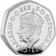 50 Pence - Charles III Coronation; Silver Piedfort obverse image