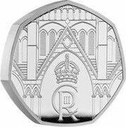 50 Pence - Charles III Coronation; Silver Piedfort, United Kingdom, 2023 reverse image