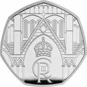 50 Pence - Charles III Coronation; Silver Proof, United Kingdom, 2023 reverse image
