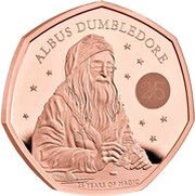 50 Pence - Charles III Albus Dumbledore; Gold Proof, United Kingdom, 2023 reverse image