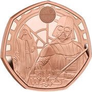 50 Pence - Charles III Darth Vader and Emperor Palpatine; Gold Proof, United Kingdom, 2023 reverse image