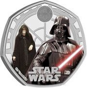 50 Pence - Charles III Darth Vader and Emperor Palpatine; Silver Proof, United Kingdom, 2023 reverse image